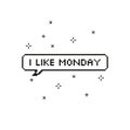 I like monday in speech bubble 8 bit pixel art Royalty Free Stock Photo