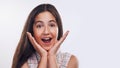 I like surprises. Cropped portrait of an attractive teenage girl standing alone against a white studio background with Royalty Free Stock Photo