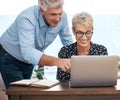 I like what youve done here. a mature couple using a laptop at home.