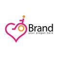 Disabled people Love Logo, flat design. Vector Illustration on white background Royalty Free Stock Photo