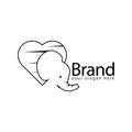 Elephant Love Logo, flat design. Vector Illustration on white background Royalty Free Stock Photo