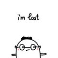 I am lost hand drawn vector illustration in cartoon style with sad man in glasses