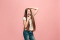 The squint eyed teen girl with weird expression Royalty Free Stock Photo