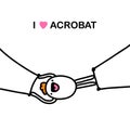 I love acrobat hand drawn vector illustration in cartoon comic style man doing figures air