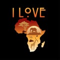 I love Africa colorful Vector Illustration