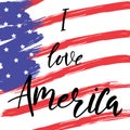 I love America hand lettering text isolated with flag Royalty Free Stock Photo