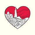 I love Andorra la Vella. Red heart and famous buildings