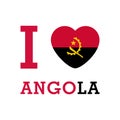 I Love Angola with heart flag shape Vector