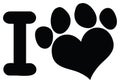 I Love Animals With Black Heart Paw Print Logo Design Royalty Free Stock Photo