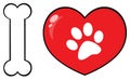 I Love Animals With Bone And Red Heart With Paw Print Logo Design Royalty Free Stock Photo