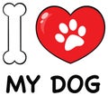 I Love Animals With Bone And Red Heart With Paw Print Logo Design Royalty Free Stock Photo