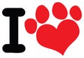 I Love Animals With Red Heart Paw Print Logo Design Royalty Free Stock Photo