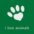 I love animals vector green card for world wildlife day