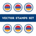 I Love Armenia vector stamps set.