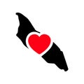 Aruba map and heart symbol glyph icon