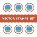 I Love Aruba vector stamps set.