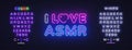 I love Asmr Neon Vector logo illustration. Neon heart. Vintage illustration on light backdrop