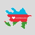 I love Azerbaijan- 2D Map of Azerbaijan in flag colors