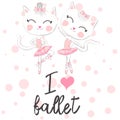 I love ballet. dancing kitten girl in ballet dress, pointe shoes