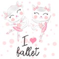 I love ballet. dancing kitten girl in ballet dress, pointe shoes