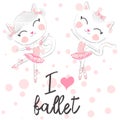 I love ballet. dancing kitten girl in ballet dress, pointe shoes