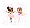 I love Ballet Poster. Two Girls Dancing. Ballerina Girl Dancing In Pink Dress Royalty Free Stock Photo