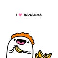 I love bananas hand drawn vector illustration in cartoon comic style man eating exotic fruit Royalty Free Stock Photo