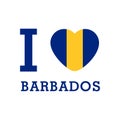 I Love Barbados with heart flag shape Vector