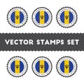 I Love Barbados vector stamps set.
