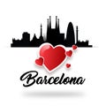 I love Barcelona, Spain, Greeting card for graphic design, website, banner.