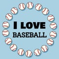 I love baseball sport banner design in wreath of baseballs. Baseball dornament and typography print Royalty Free Stock Photo