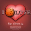 I love basketball. Happy Valentines Day Royalty Free Stock Photo