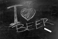 I love beer the inscription chalk on a blackboard Royalty Free Stock Photo