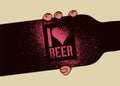 I love beer. Beer typographic stencil spray grunge style poster design. Retro vector illustration.