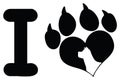 I Love With Black Heart Paw Print With Claws And Dog Head Silhouette Logo Design Royalty Free Stock Photo