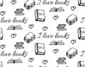 I Love Books Concept Seamless Pattern