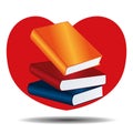 I Love Books. Reading Or Learning Concept. Vector Icon.