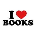 I Love Books With Red Heart On The White Background. Isolated Illustration