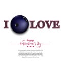 I love bowling. Happy Valentines Day Royalty Free Stock Photo