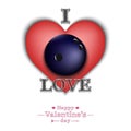 I love bowling. Happy Valentines Day Royalty Free Stock Photo