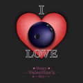 I love bowling. Happy Valentines Day Royalty Free Stock Photo