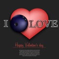 I love bowling. Happy Valentines Day Royalty Free Stock Photo