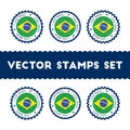I Love Brazil vector stamps set. Royalty Free Stock Photo