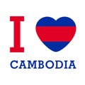 I Love Cambodia with heart flag shape Vector