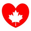 Canadian maple leaf on a red heart - i love canada. Royalty Free Stock Photo