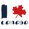 I love Canada emblem on white isolated backdrop