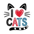 I LOVE CATS Design with Cat Ears and Tail Royalty Free Stock Photo
