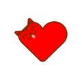 I love cats sign. Heart and cat. I like pet. Symbol of love for animals