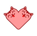 I love cats sign. Heart and cat. I like pet. Symbol of love for animals