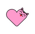 I love cats sign. Heart and cat. I like pet. Symbol of love for animals